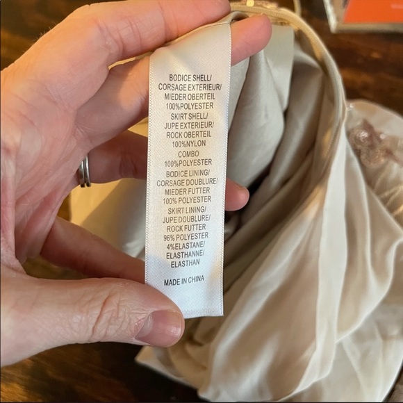 🛳 Designer’s Aidan Mattox Beige Drape Chiffon Cocktail Sequin Dress - Picture 16 of 16